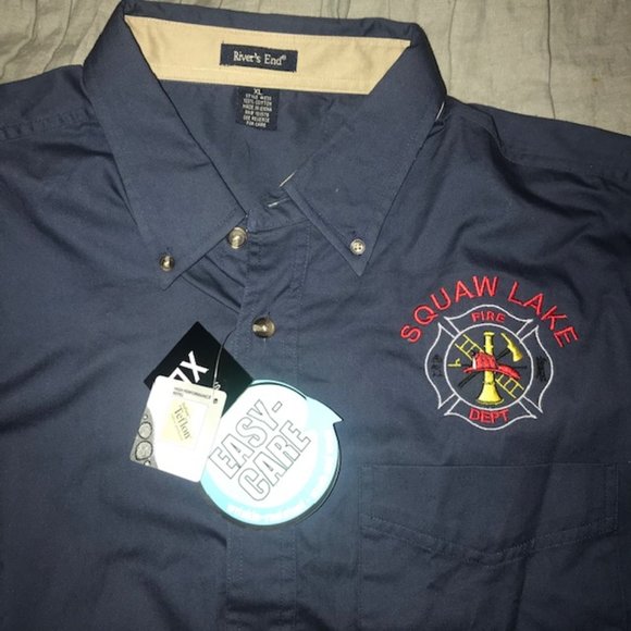 NWT Squaw Lake Fire Dept Embroidered Men's Shirt Wrinkle Resistant Teflon XL - Picture 1 of 5